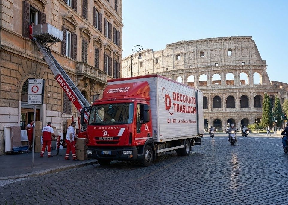 Scala trainata Decorato al lavoro su un palazzo storico